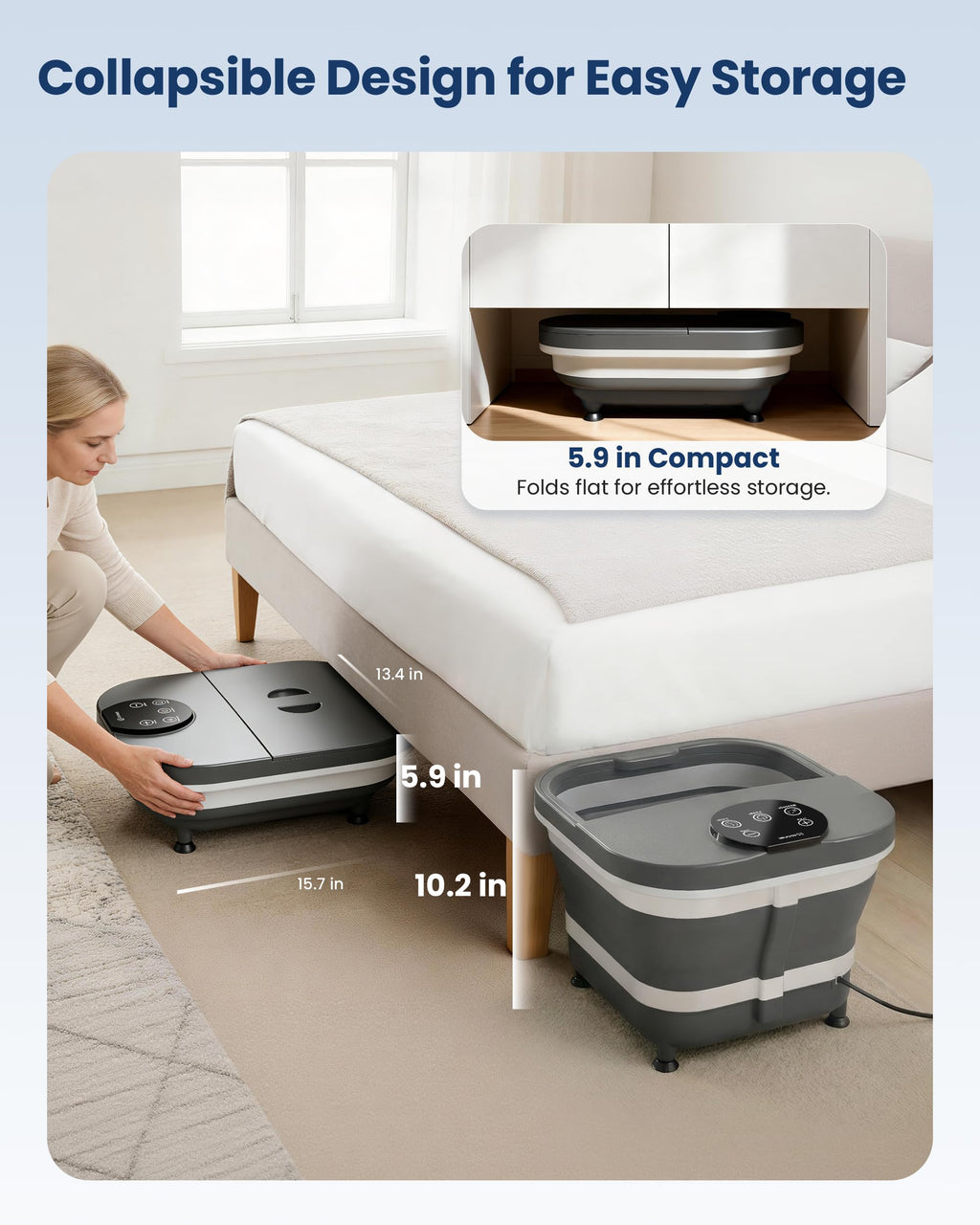 Comfier Electric Foot Spa Massager with Heat and Automatic Rolling Massage 180 Degree Water Spray LED Display Pedicure Bath Tub Home Spa - Like New