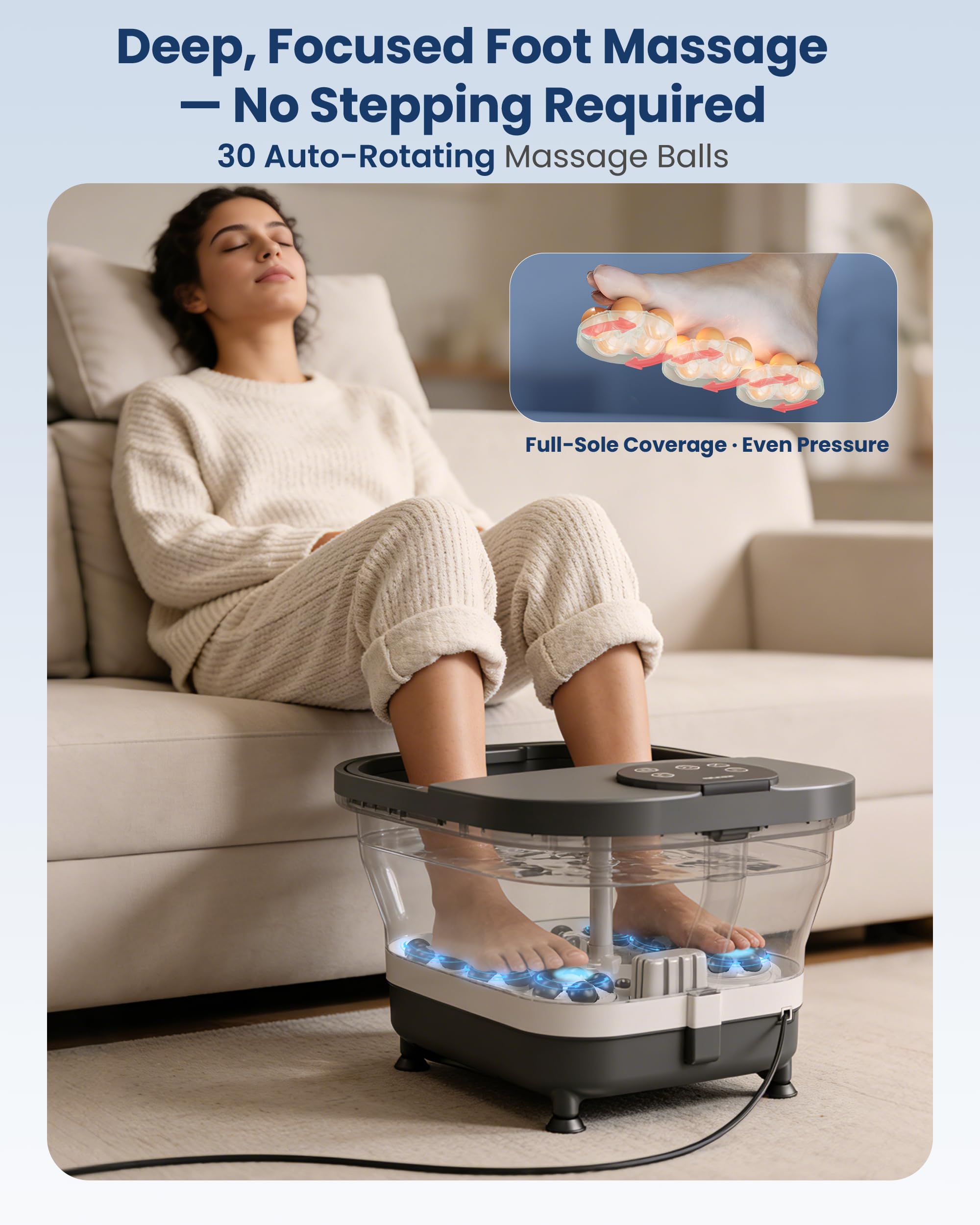 Comfier Electric Foot Spa Massager with Heat and Automatic Rolling Massage 180 Degree Water Spray LED Display Pedicure Bath Tub Home Spa - Like New
