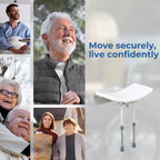 Days Wall Mounted Shower Seat with Legs Height Adjustable Folding Aluminium Shower Chair with Handles for Elderly and Disabled White