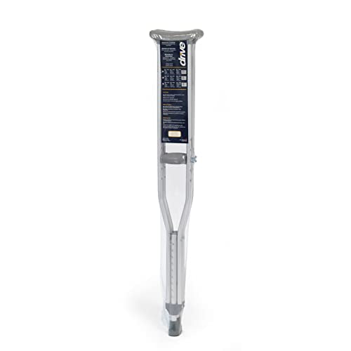 Drive Devilbiss Aluminium Underarm Crutches Adult Size 114cm to 134cm Adjustable Height Lightweight Walking Aids Pair - Like New