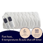 Dreamland Cosy Dreamer Electric Underblanket King Size Italian Cotton Heated Mattress Protector with Intelliheat 6 Settings and Auto Shut