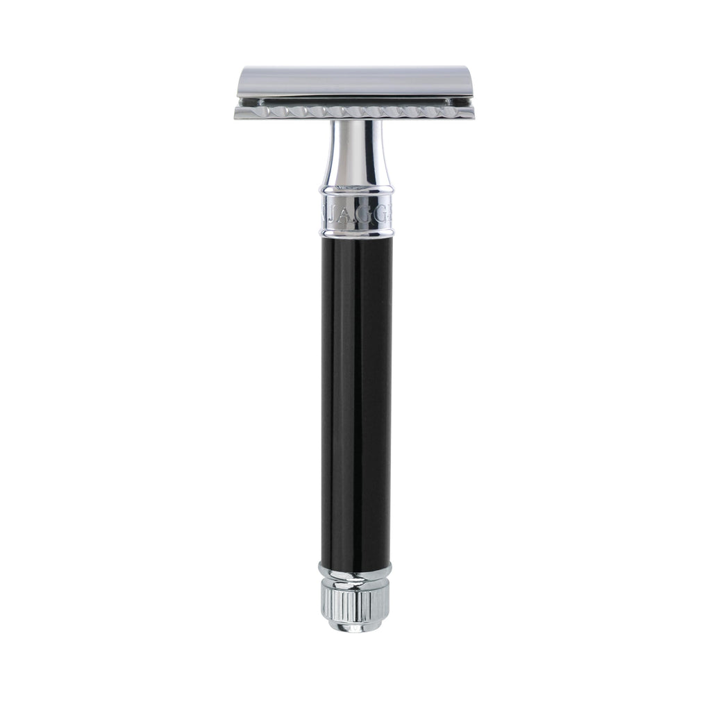 Edwin Jagger DE86 Classic Double Edge Safety Razor Imitation Ebony Black Handle Eco-Friendly Reusable Shaving Razor for Men and Women - Like New