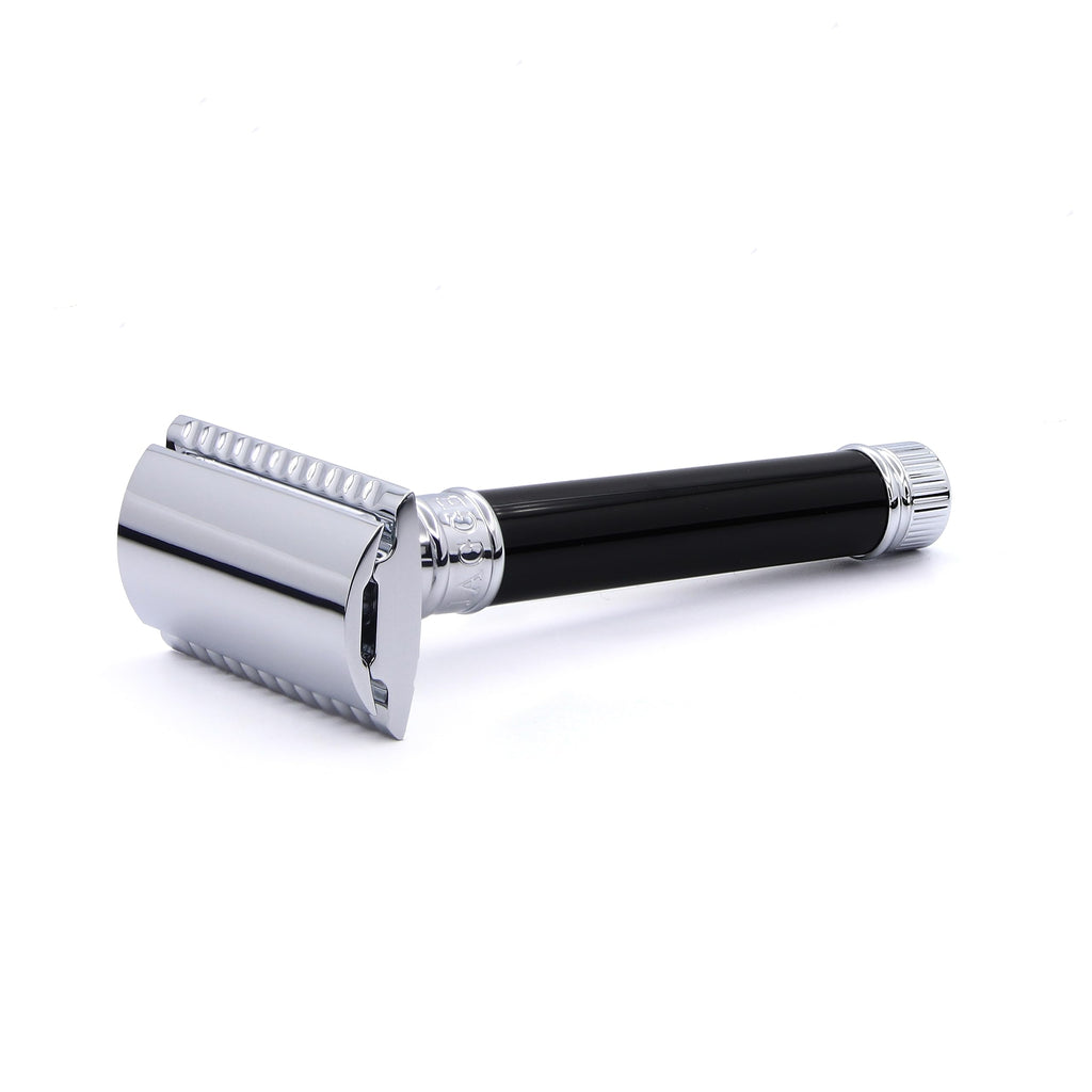 Edwin Jagger DE86 Classic Double Edge Safety Razor Imitation Ebony Black Handle Eco-Friendly Reusable Shaving Razor for Men and Women - Like New