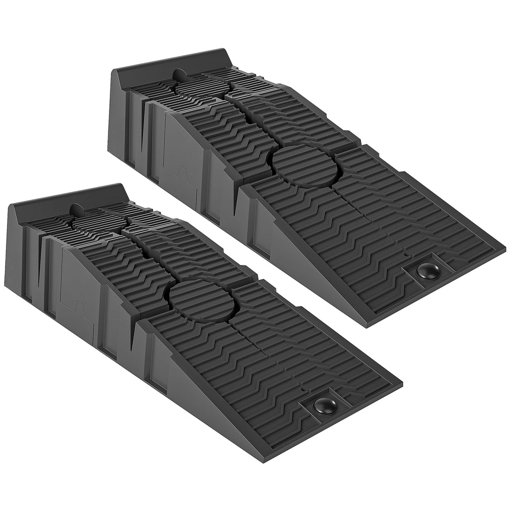 Durhand Car Ramps 2.5 Ton Capacity Heavy Duty Motorhome Levelling Ramps Portable Plastic Vehicle Lift for Garage and Workshop Black 2 Pack - Damaged Box