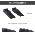 Durhand Car Ramps 2.5 Ton Capacity Heavy Duty Motorhome Levelling Ramps Portable Plastic Vehicle Lift for Garage and Workshop Black 2 Pack - Damaged Box