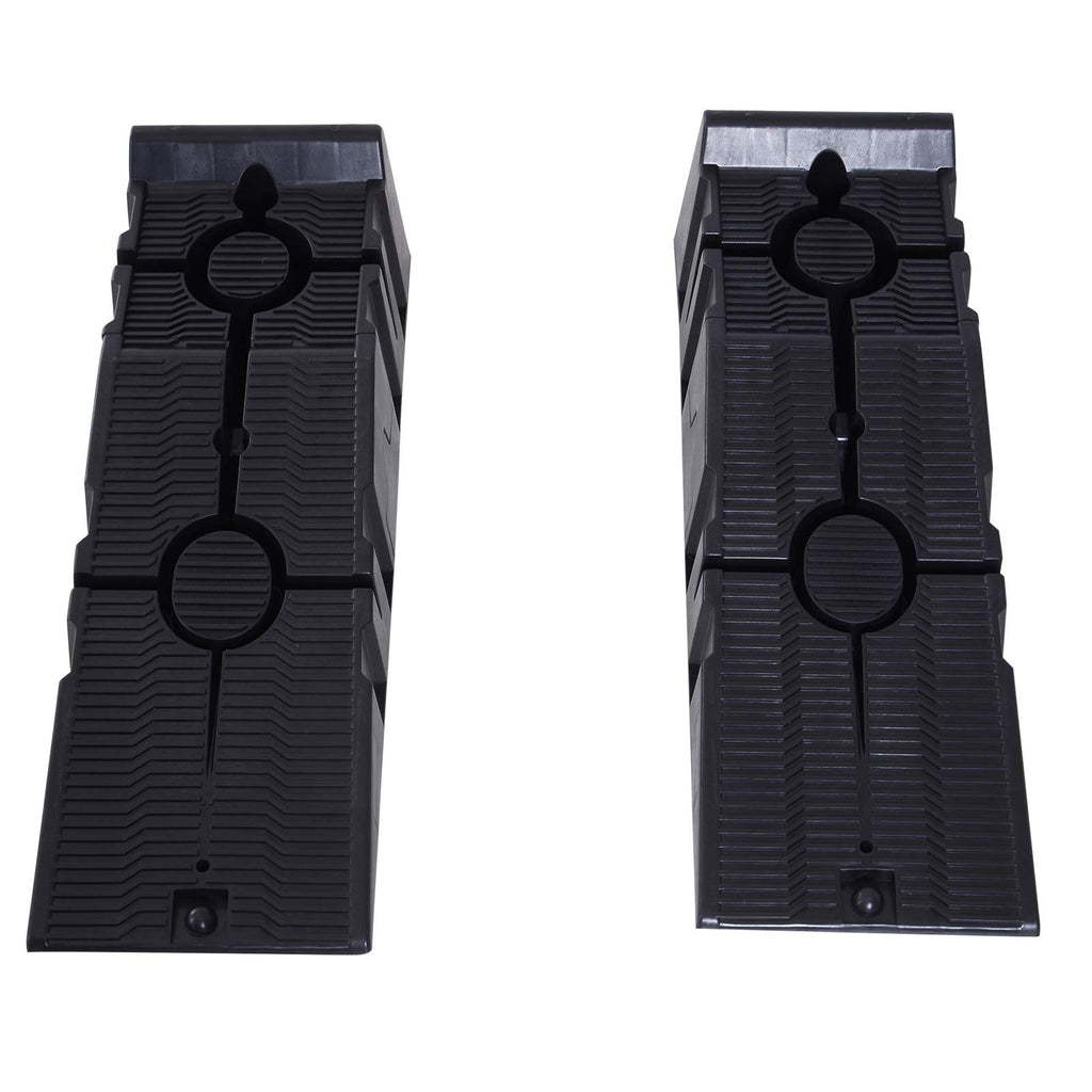 Durhand Car Ramps 2.5 Ton Capacity Heavy Duty Motorhome Levelling Ramps Portable Plastic Vehicle Lift for Garage and Workshop Black 2 Pack - Damaged Box