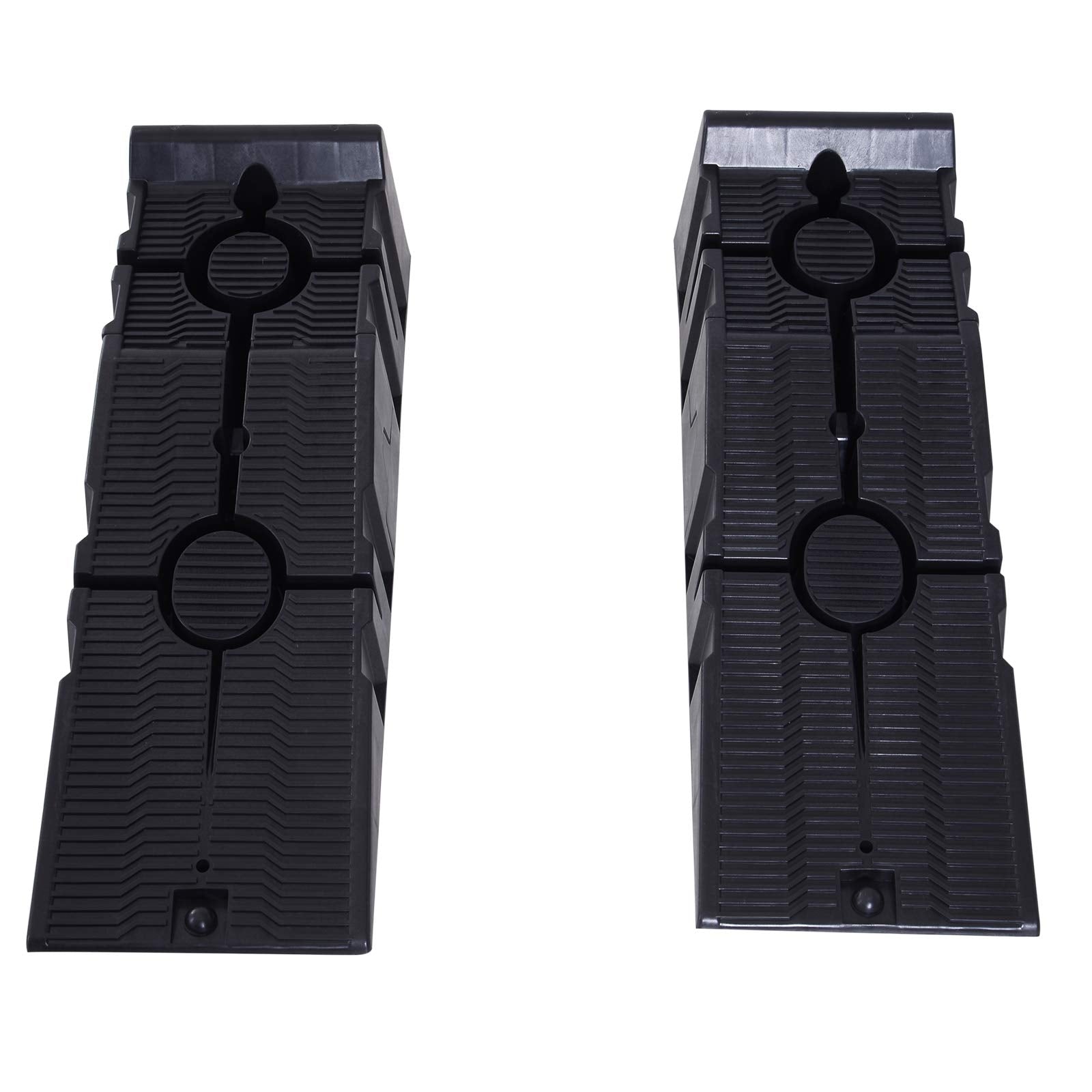 Durhand Car Ramps 2.5 Ton Capacity Heavy Duty Motorhome Levelling Ramps Portable Plastic Vehicle Lift for Garage and Workshop Black 2 Pack - Damaged Box
