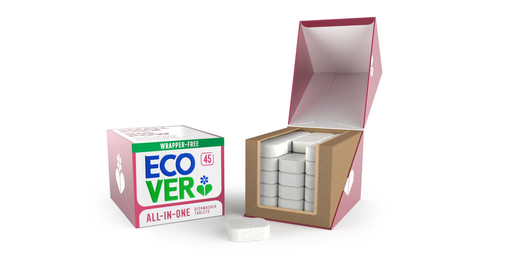 Ecover All-In-One Dishwasher Tablets Mandarin and Lemongrass 45 Pack Eco Friendly Dishwashing Tabs with Salt and Rinse Aid Action