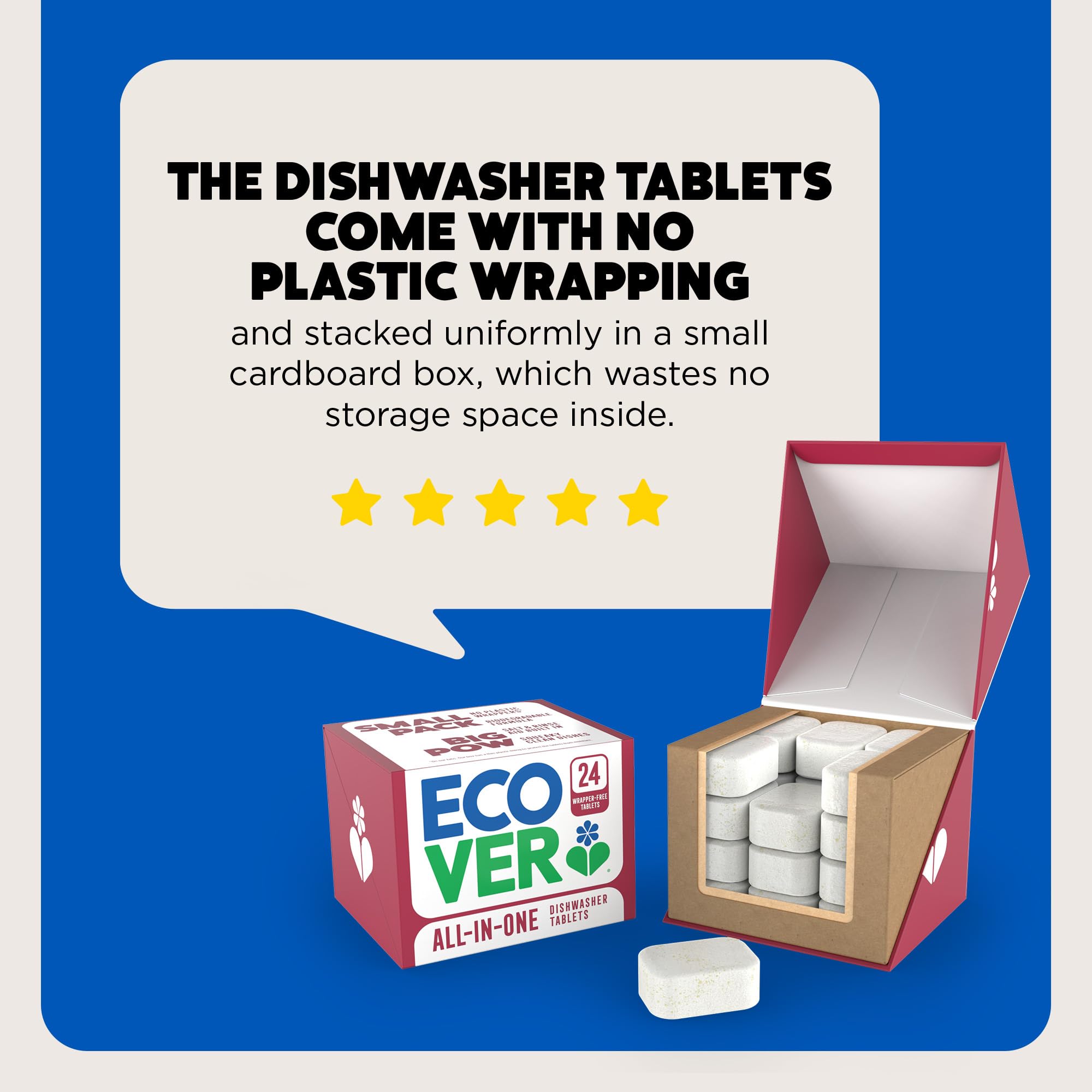 Ecover All-In-One Dishwasher Tablets Mandarin and Lemongrass 45 Pack Eco Friendly Dishwashing Tabs with Salt and Rinse Aid Action