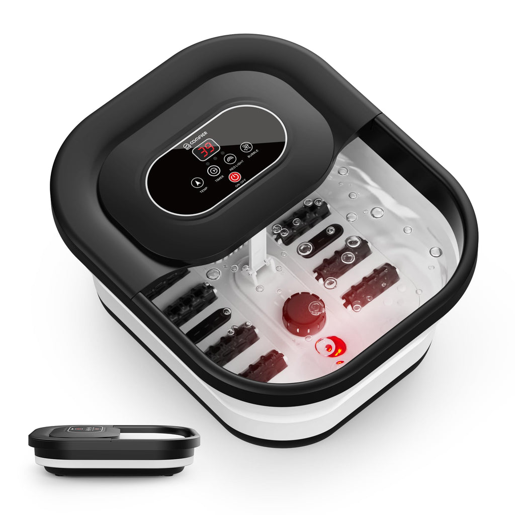 Comfier Foot Spa Massager with Heat Bubbles and Vibration, Heated Foot Bath with Temperature Control, Pedicure Pumice Stone, Black - Damaged Box