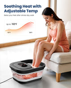 Comfier Foot Spa Massager with Heat Bubbles and Vibration, Heated Foot Bath with Temperature Control, Pedicure Pumice Stone, Black - Damaged Box