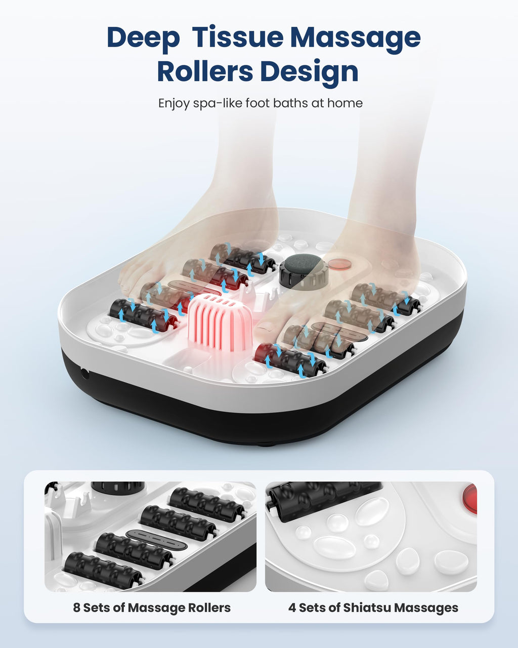 Comfier Foot Spa Massager with Heat Bubbles and Vibration, Heated Foot Bath with Temperature Control, Pedicure Pumice Stone, Black - Damaged Box