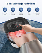 Comfier Foot Spa Massager with Heat Bubbles and Vibration, Heated Foot Bath with Temperature Control, Pedicure Pumice Stone, Black - Damaged Box