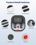 Comfier Foot Spa Massager with Heat Bubbles and Vibration, Heated Foot Bath with Temperature Control, Pedicure Pumice Stone, Black - Damaged Box