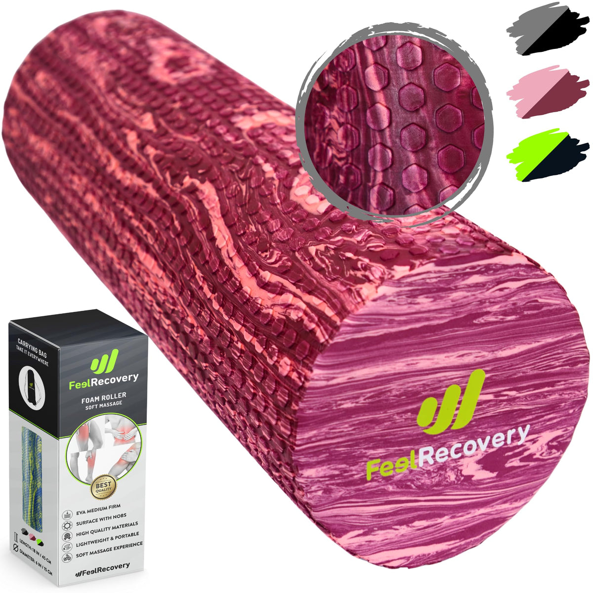 Foam Roller Muscle Massage EVA Foam Roller 45x15cm Medium Density Yoga Pilates Physical Therapy Back Pain Relief Recovery Roller Damaged Box