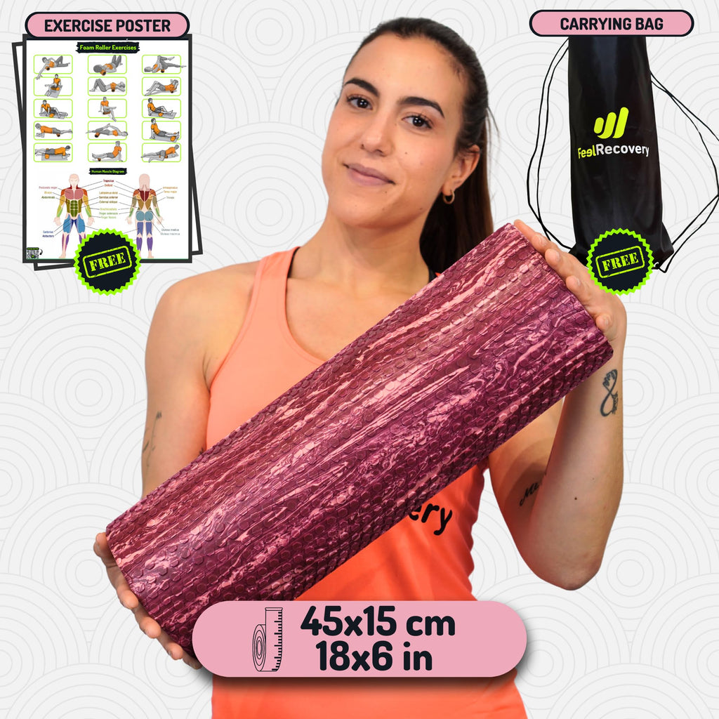 Foam Roller Muscle Massage EVA Foam Roller 45x15cm Medium Density for Yoga Pilates Physical Therapy and Back Pain Relief Recovery Roller - Damaged Box