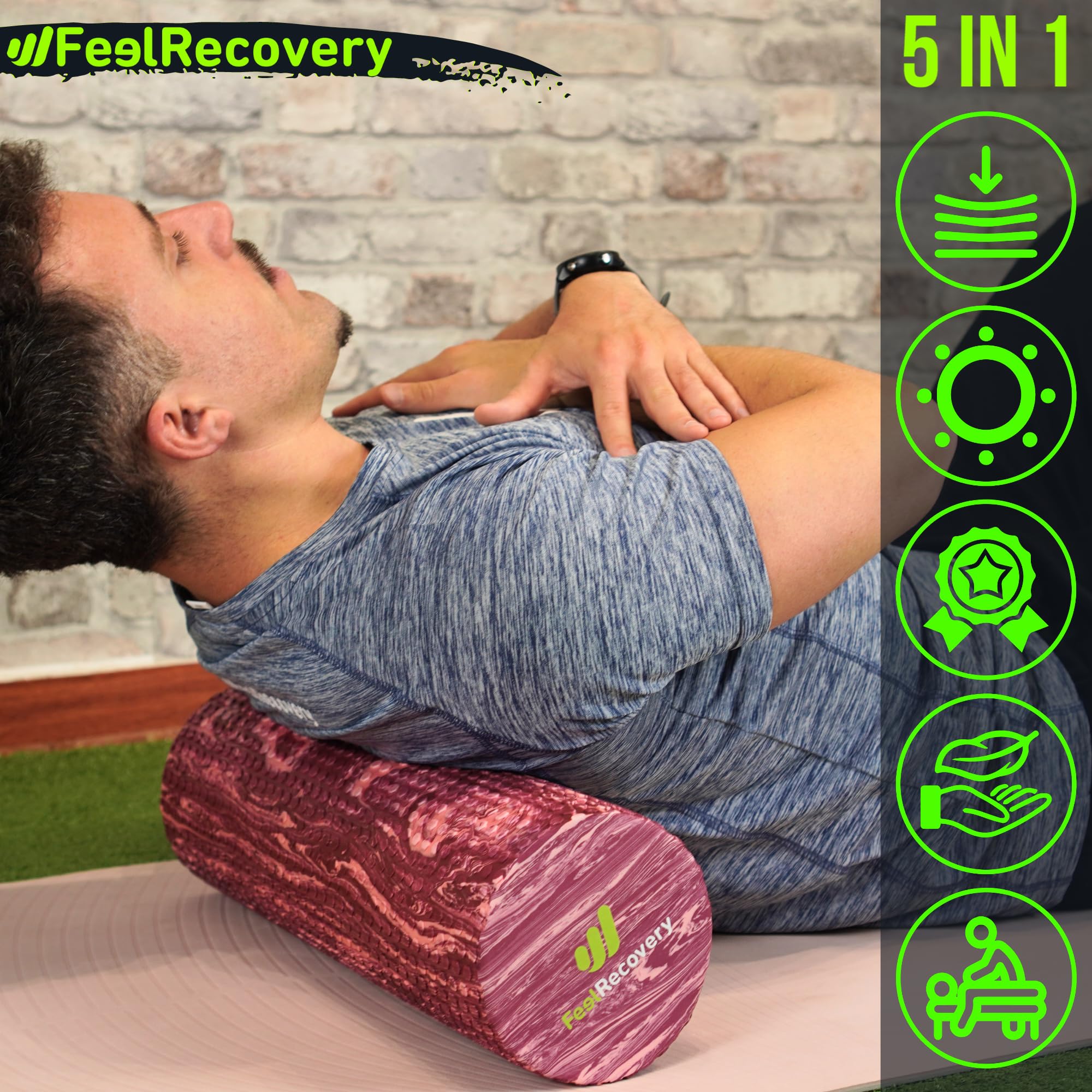 Foam Roller Muscle Massage EVA Foam Roller 45x15cm Medium Density for Yoga Pilates Physical Therapy and Back Pain Relief Recovery Roller - Damaged Box
