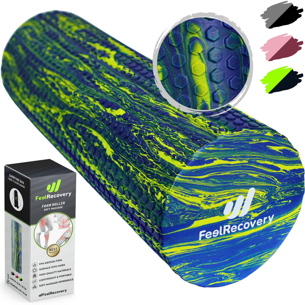 Foam Roller Muscle Massage EVA Foam Roller 45x15cm Medium Density for Yoga Pilates Physical Therapy and Back Pain Relief Recovery Roller - Damaged Box