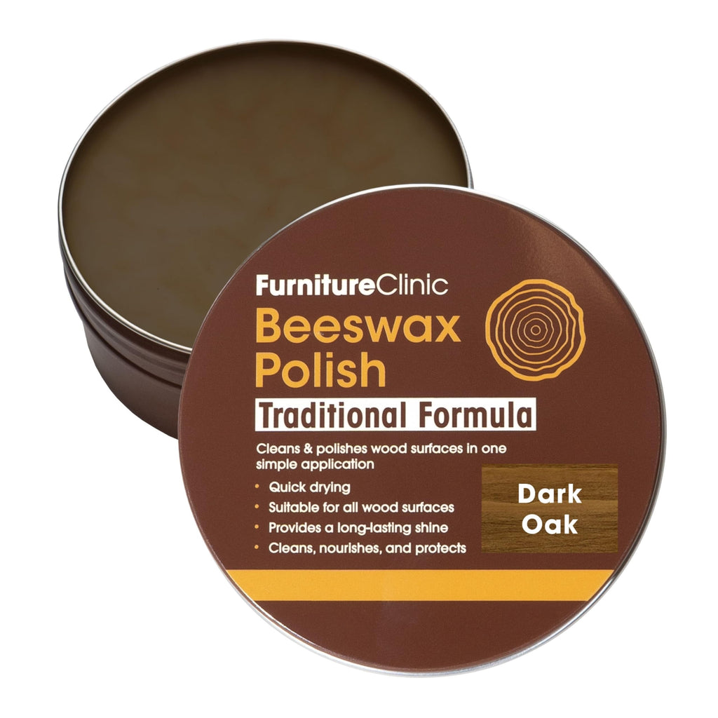 Furniture Clinic Dark Oak Beeswax Polish 200ml Wood Wax Furniture Restorer and Natural Surface Protector