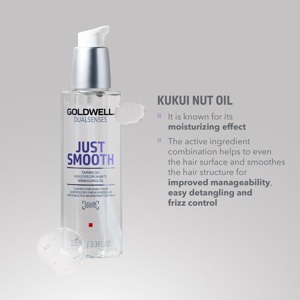 Goldwell Dualsenses Just Smooth Taming Oil, For Unruly & Frizzy Hair, Anti-Humidity Effect, 100ml