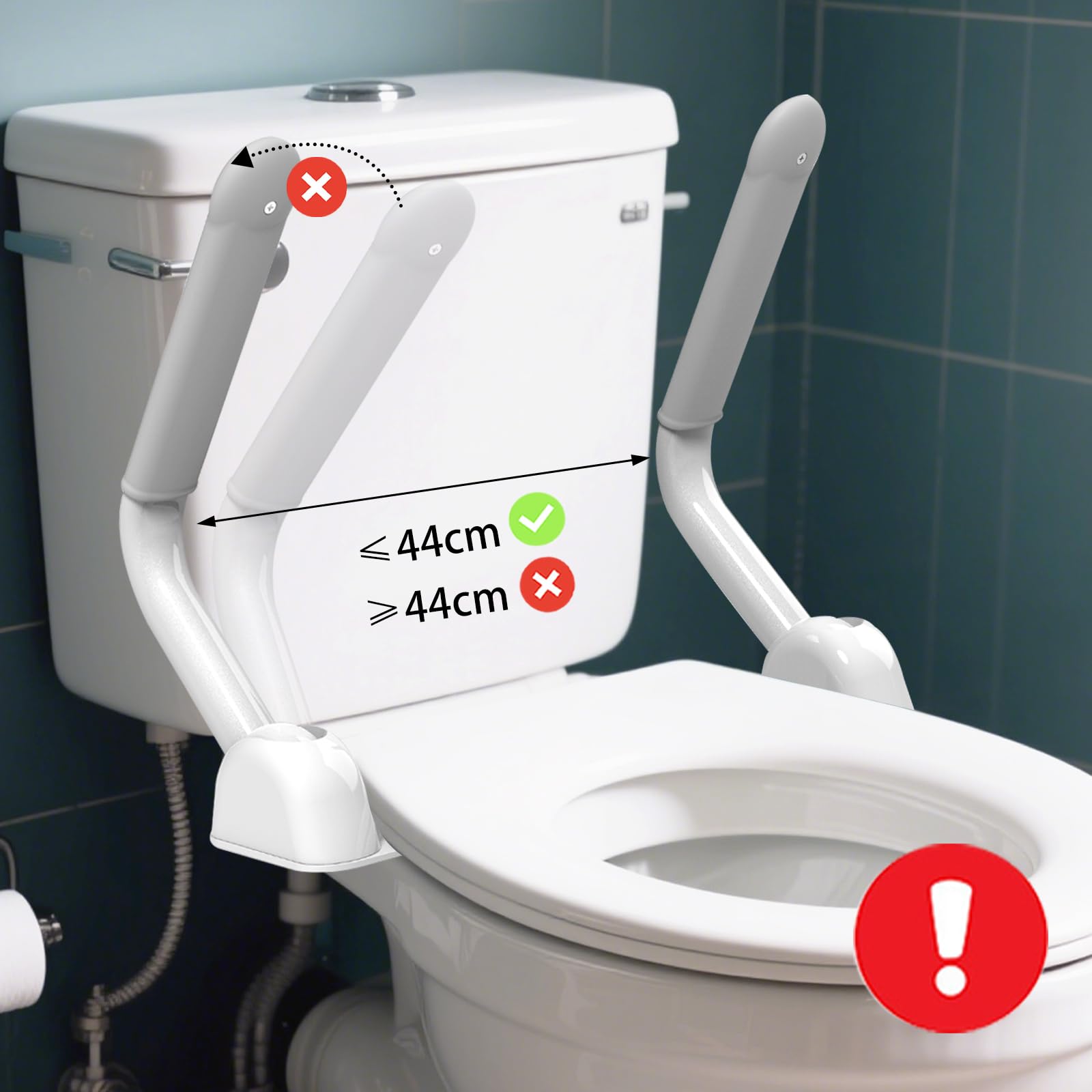 Heuffe Toilet Safety Rails Folding Support Frame Heavy Duty Grab Bars with Arms for Elderly and Disabled Adjustable Height Bathroom Aid