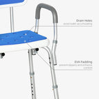 Homcom Padded Shower Chair for Elderly and Disabled Height Adjustable Bath Stool with Backrest and Arms Blue Anti-Slip Suction Feet - Very Good