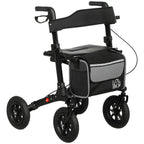 Homcom Rollator Walker with Seat Lightweight Aluminium Folding 4 Wheel Mobility Aid with 8 Inch Wheels Carry Bag and Cane Holder Blue - Like New