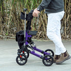 Homcom Folding Rollator Walker with Seat and Backrest Lightweight 4 Wheel Walking Frame with Storage Bag Suspension and Dual Brakes Purple - Like New