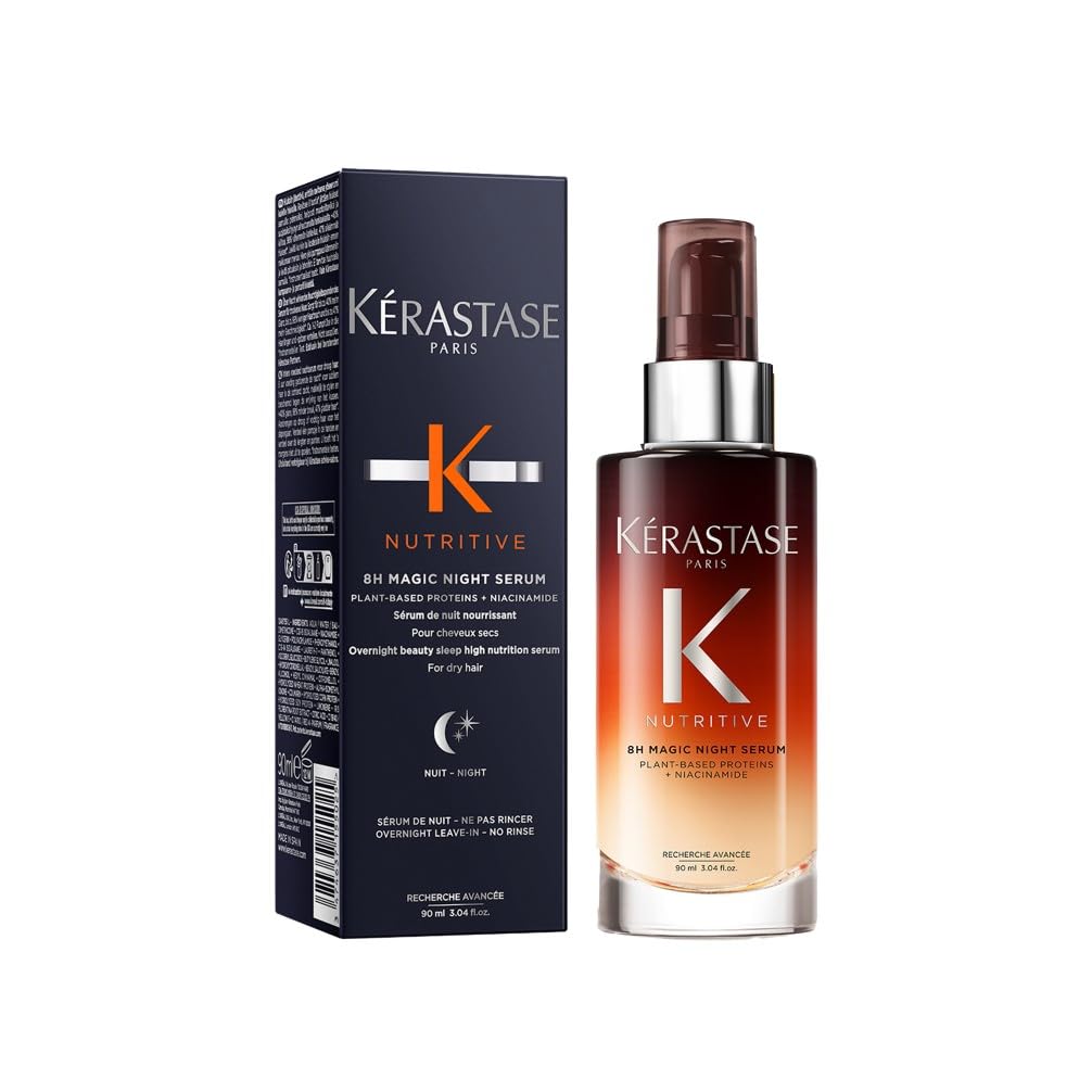 K'erastase Nutritive Nourishing Hair Serum with Niacinamide, Overnight Leave-In Treatment for Dry Hair, Lightweight and Non-Greasy, 8H Magic Night Serum, 90 ml
