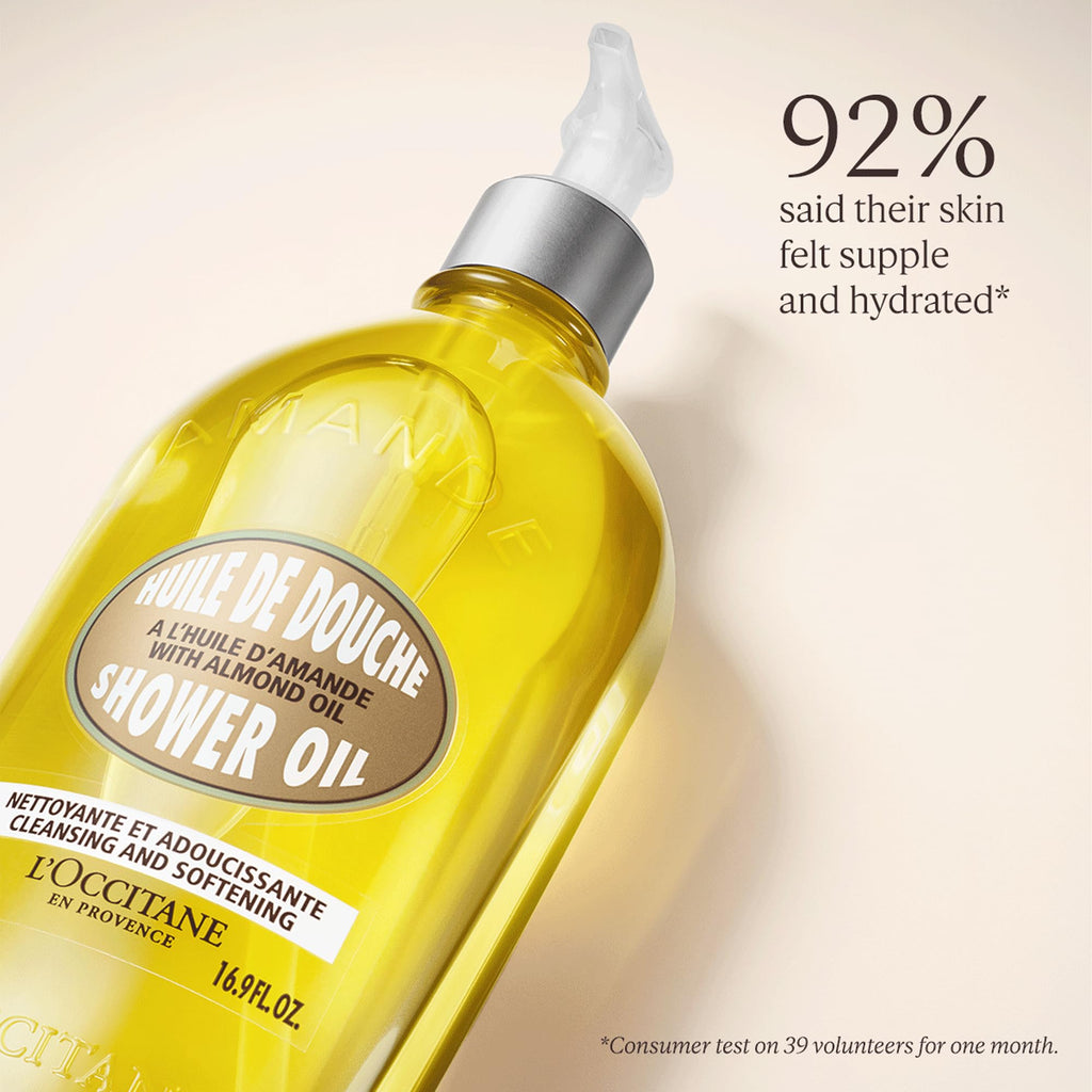 L'OCCITANE Almond Shower Oil 500ml, Hydrating & Nourishing Body Wash, Vegan & 99% Biodegradable, Luxurious Moisturising Cleanser for Soft, Smooth Skin, For Dry & Sensitive Skin