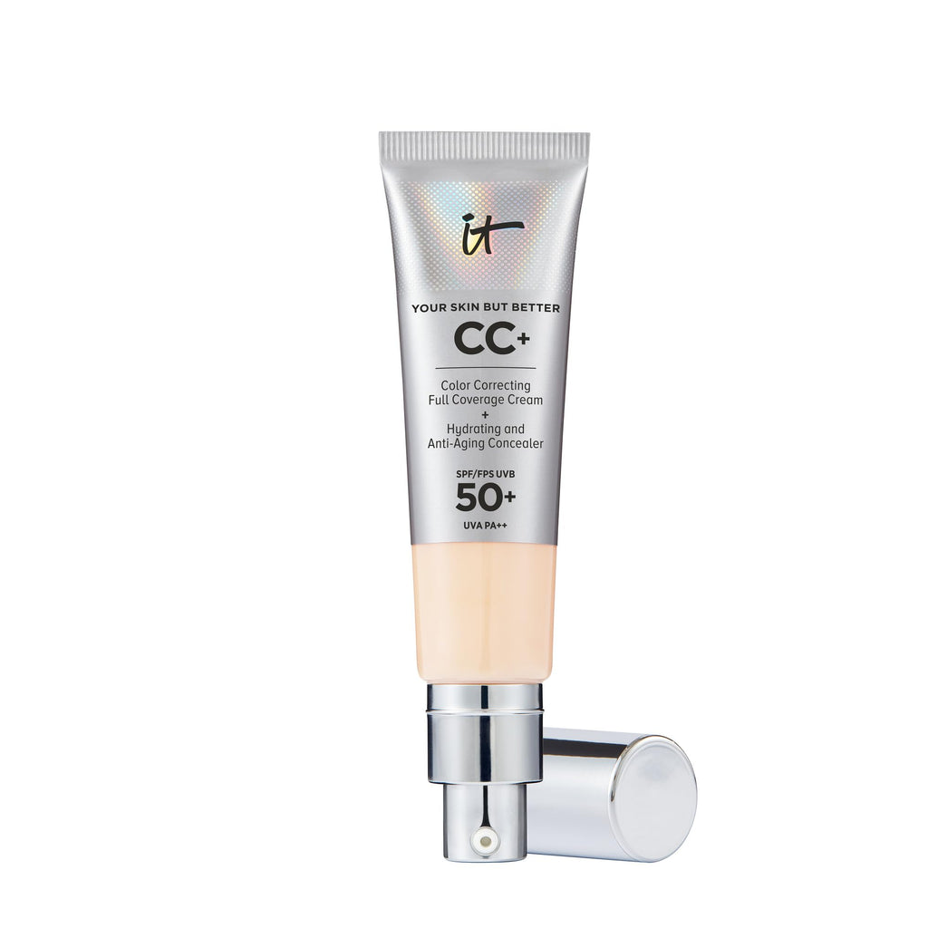 IT Cosmetics CC+ Cream SPF 50+ Full-Coverage CC Foundation, Hydrating Skincare, With Hyaluronic Acid, Niacinamide & Vitamin E for a Radiant Finish, Your Skin But Better, Shade: Fair Light, 32ml - Damaged Box