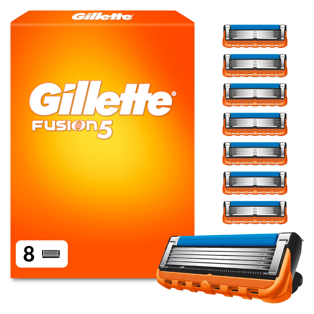 Gillette Fusion5 Men's Razor Blades Pack of 8 Refills - 5 Anti-Friction Blade Replacement Cartridges with Precision Trimmer - Bulk Pack
