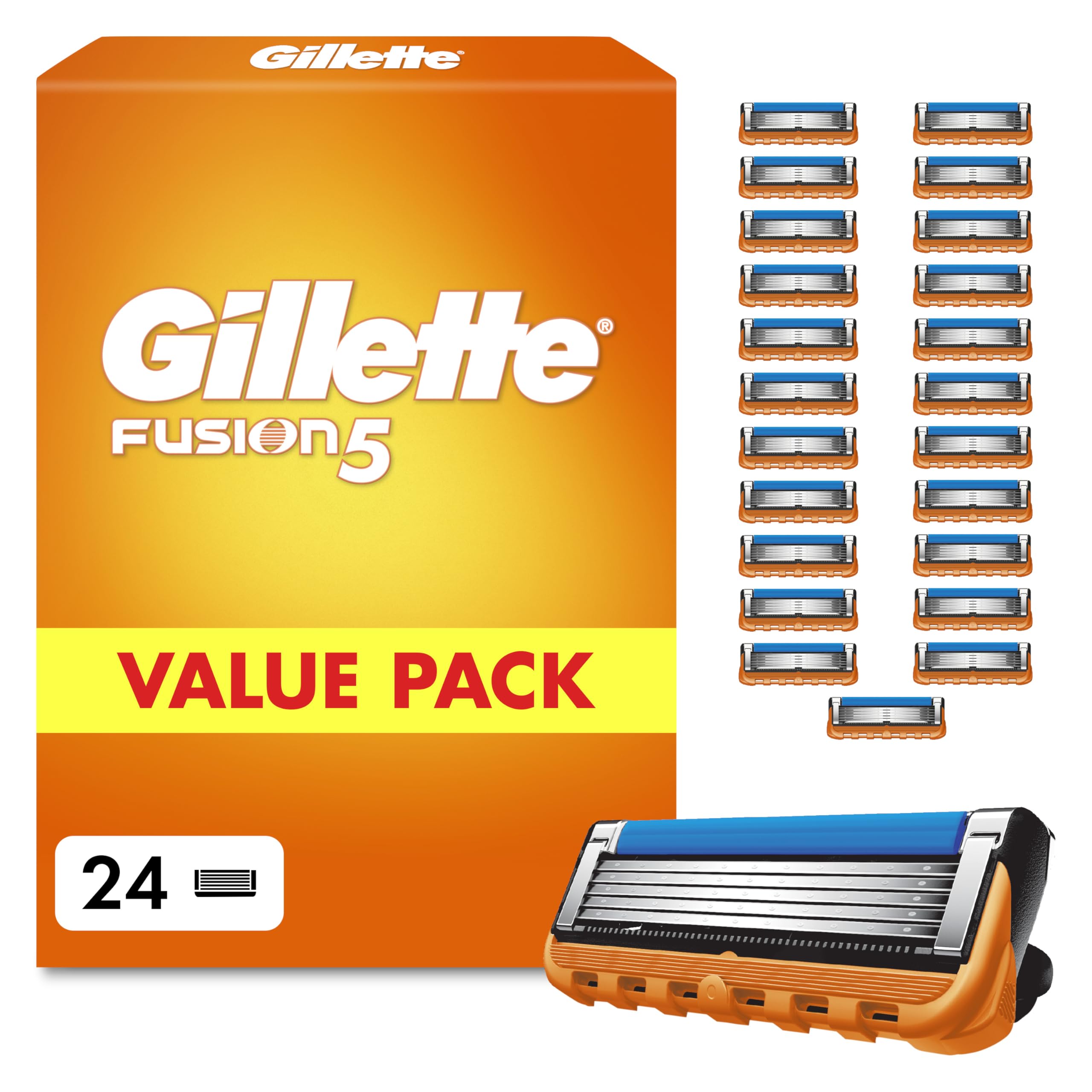 Gillette Fusion5 Men's Razor Blades Pack of 8 Refills - 5 Anti-Friction Blade Replacement Cartridges with Precision Trimmer - Bulk Pack