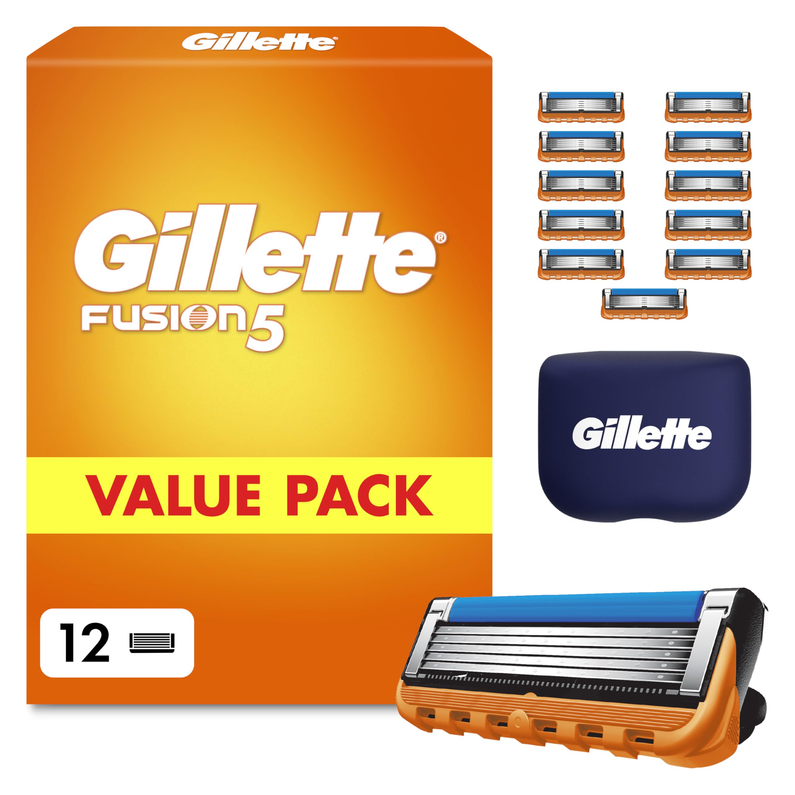 Gillette Fusion5 Men's Razor Blades Pack of 8 Refills - 5 Anti-Friction Blade Replacement Cartridges with Precision Trimmer - Bulk Pack