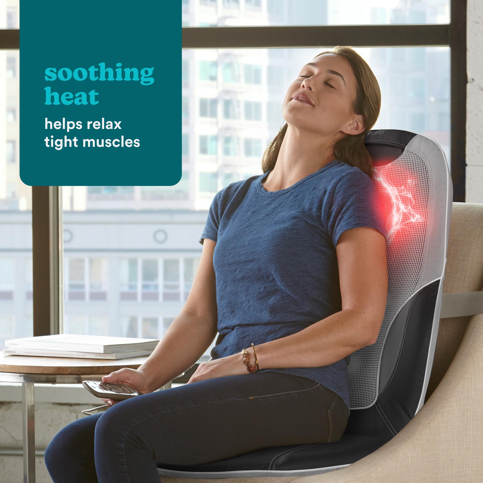 HoMedics ShiatsuMax 2.0 Back and Shoulder Massager with Heat Deep Kneading Massage Chair Cover Adjustable Headrest Grey BGS-3000-GB - Damaged Box