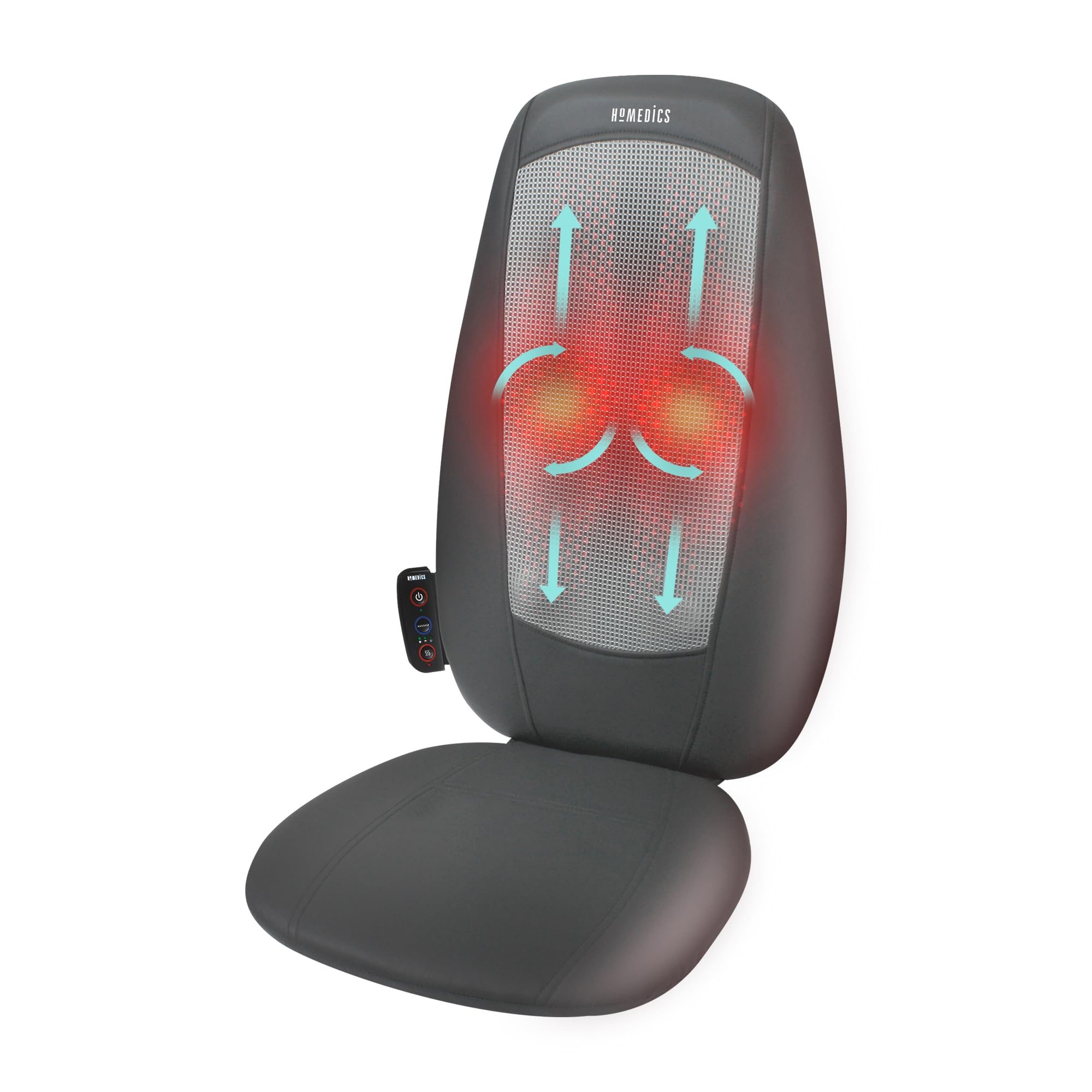 HoMedics ShiatsuMax 2.0 Back and Shoulder Massager with Heat Deep Kneading Massage Chair Cover Adjustable Headrest Grey BGS-3000-GB - Damaged Box