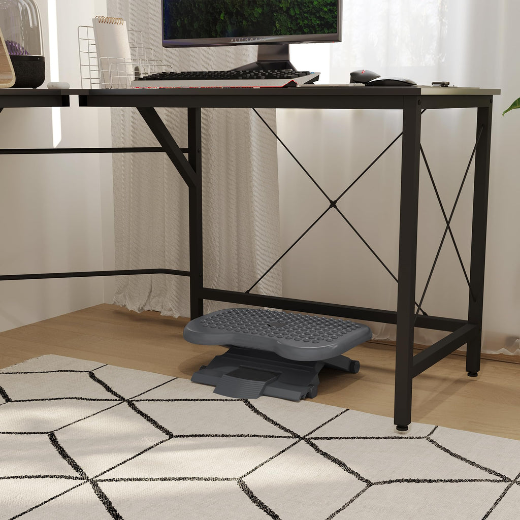 Homcom Adjustable Office Footrest Ergonomic Under Desk Foot Rest Platform with Tilting Angle and Height Adjustment Charcoal Grey - Very Good