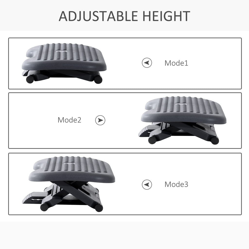 Homcom Adjustable Office Footrest Ergonomic Under Desk Foot Rest Platform with Tilting Angle and Height Adjustment Charcoal Grey - Very Good