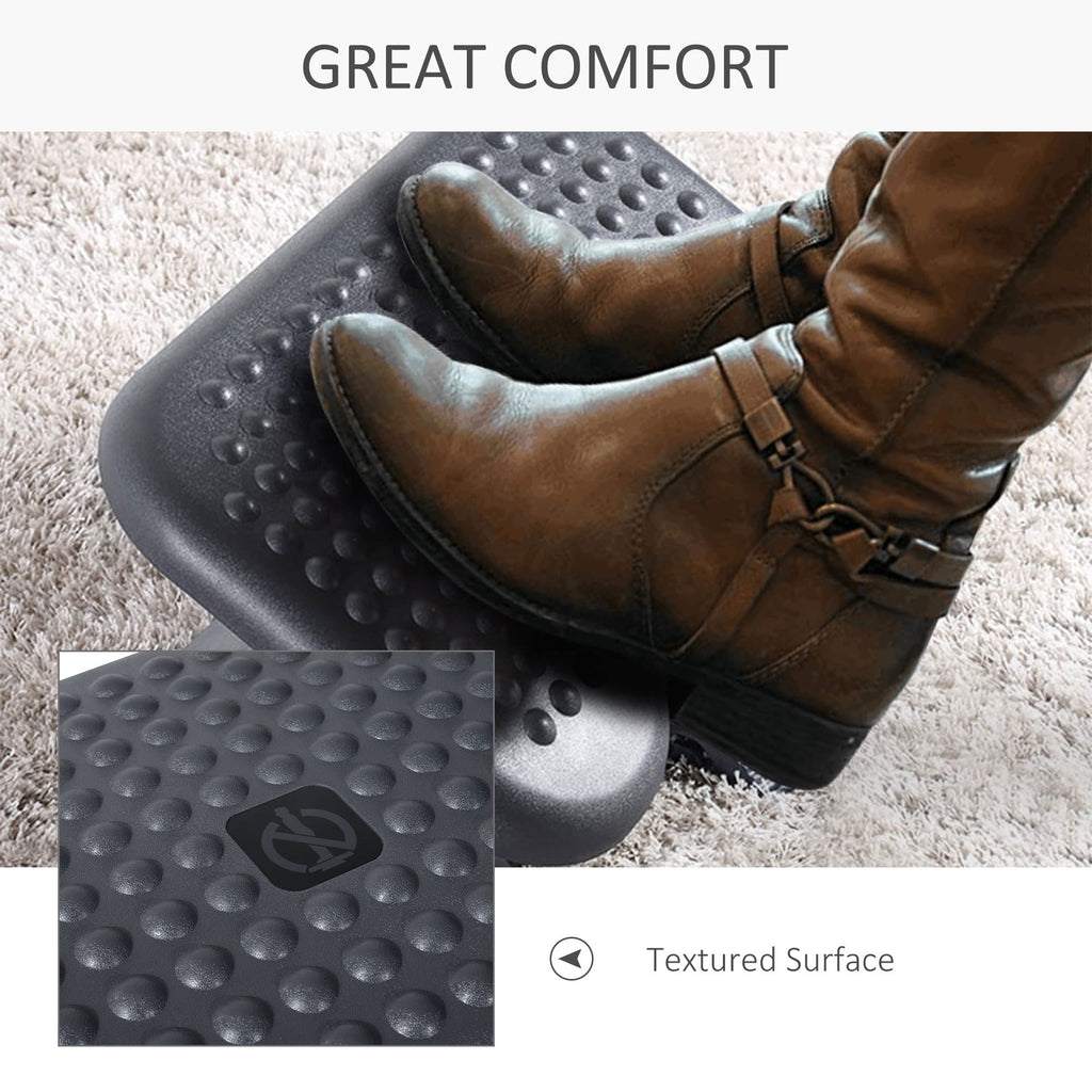 Homcom Adjustable Office Footrest Ergonomic Under Desk Foot Rest Platform with Tilting Angle and Height Adjustment Charcoal Grey - Very Good