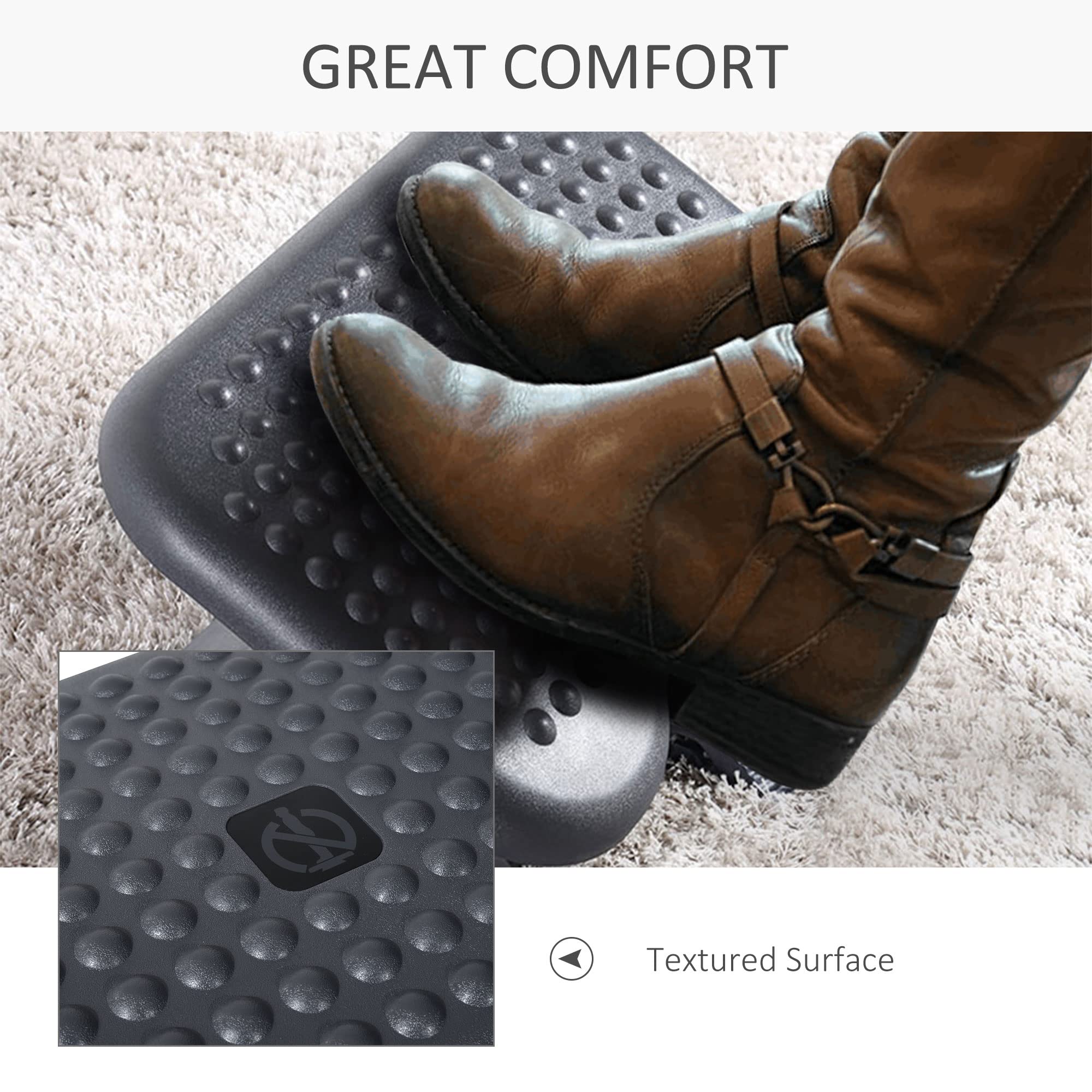 Homcom Adjustable Office Footrest Ergonomic Under Desk Foot Rest Platform with Tilting Angle and Height Adjustment Charcoal Grey - Very Good