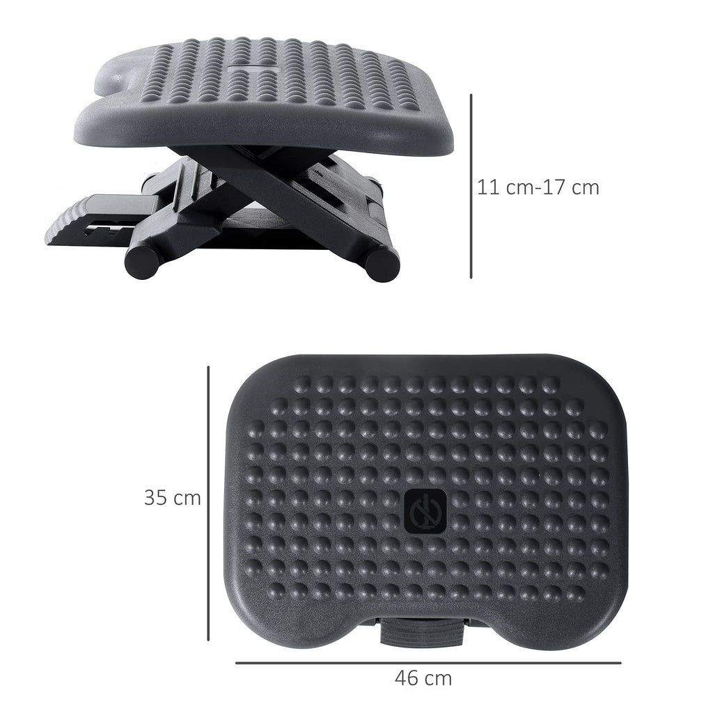Homcom Adjustable Office Footrest Ergonomic Under Desk Foot Rest Platform with Tilting Angle and Height Adjustment Charcoal Grey - Very Good