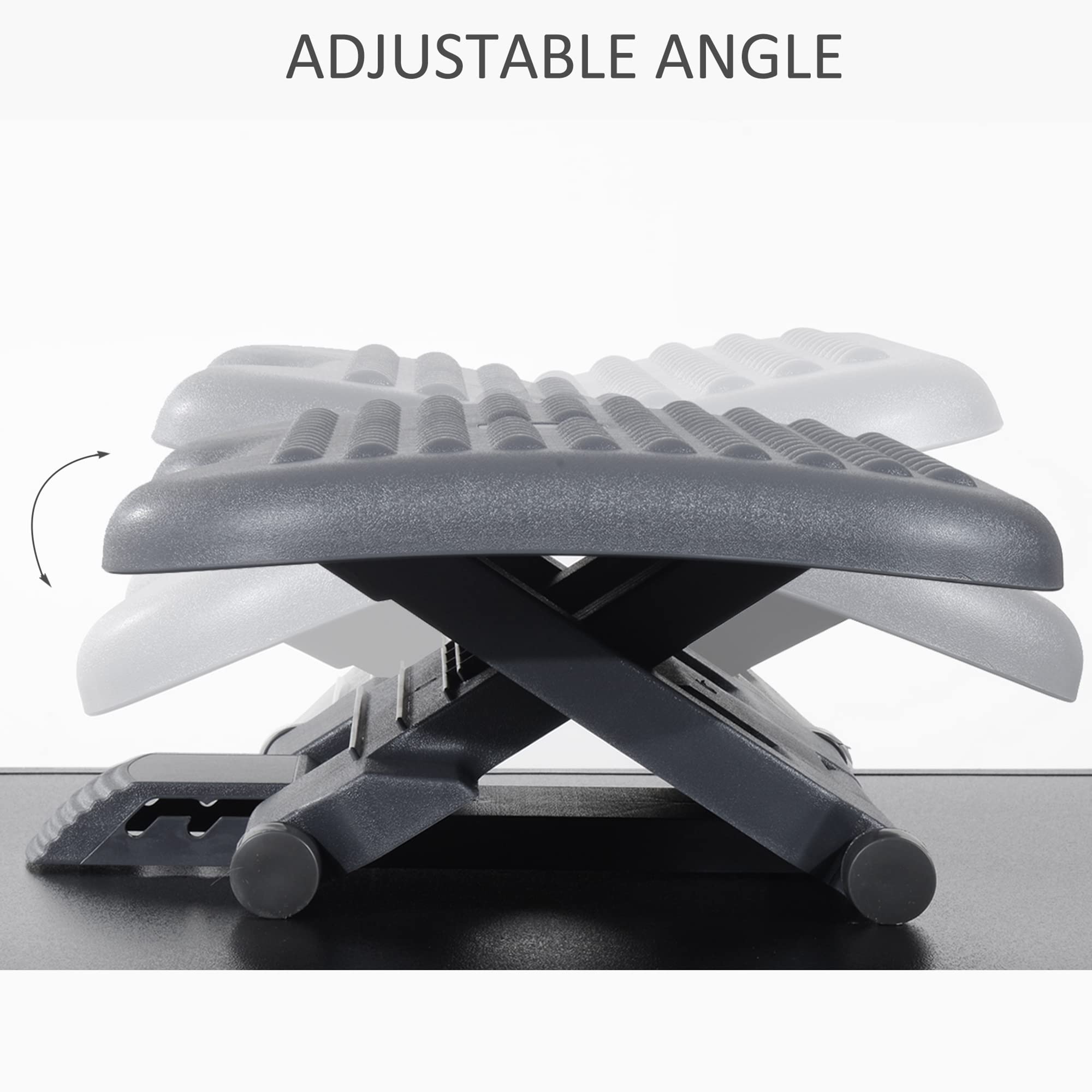 Homcom Adjustable Office Footrest Ergonomic Under Desk Foot Rest Platform with Tilting Angle and Height Adjustment Charcoal Grey - Very Good