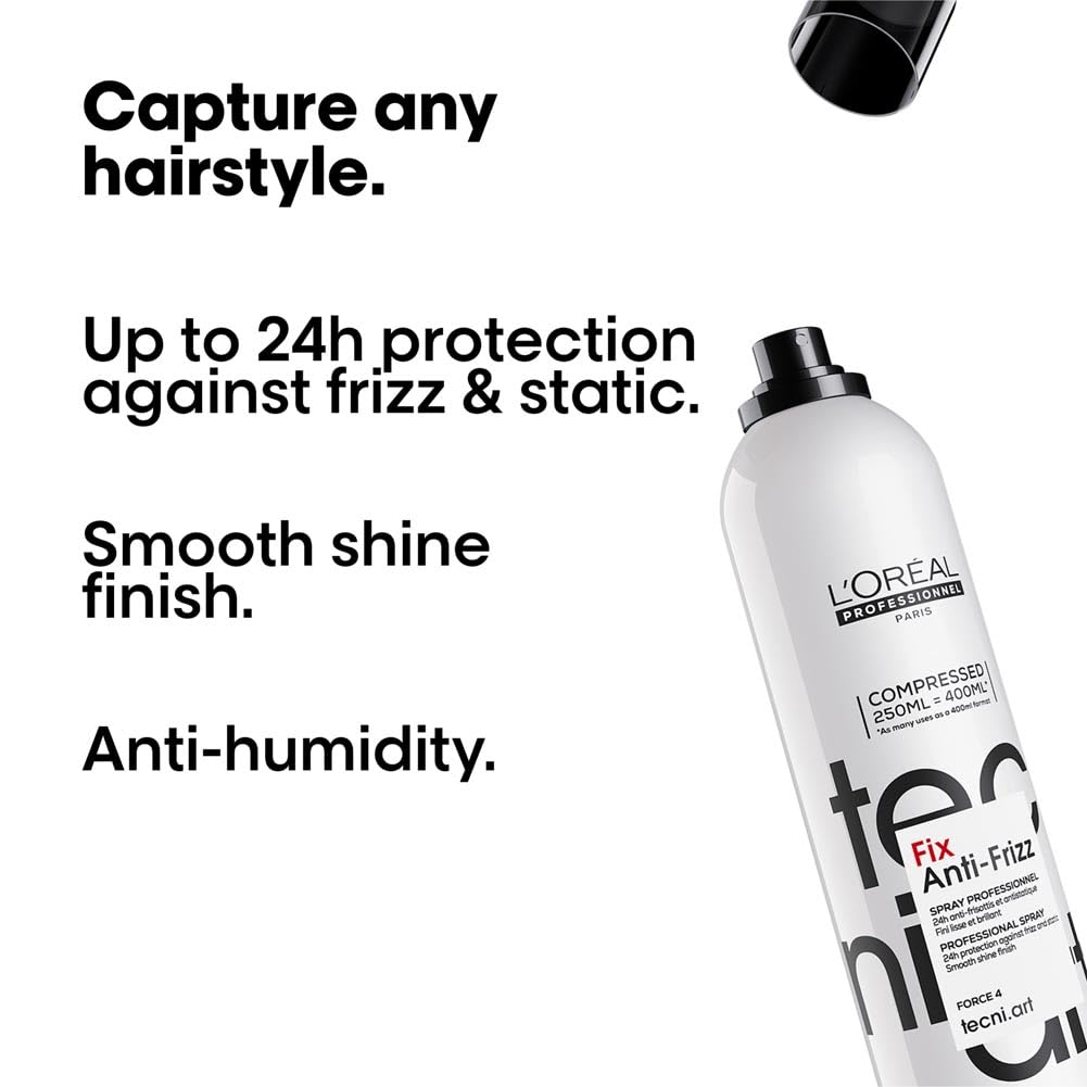 L'Or'eal Professionnel Tecni.ART Fix Anti-Frizz Fixing Hairspray, Controls the Look of Frizz, Suitable for All Hair Types, 250ml - Very Good