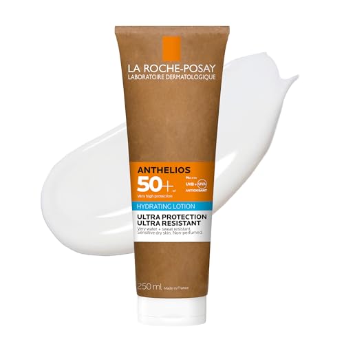La Roche-Posay Anthelios Hydrating Body Lotion SPF50+, Broad-Spectrum Sunscreen, UVB and UVA Protection, Lightweight Non-Greasy Formula, Suitable for Sensitive Dry skin, 250ml