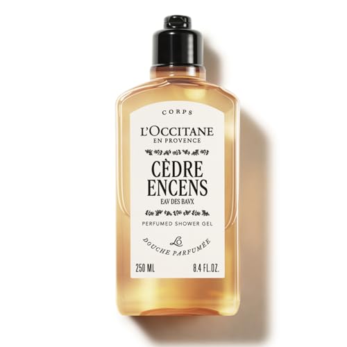 L'OCCITANE - C`edre Encens (formerly Baux) Shower Gel - 250 ml - Spicy, woody and ambered fragrance - Made in France - Damaged Box
