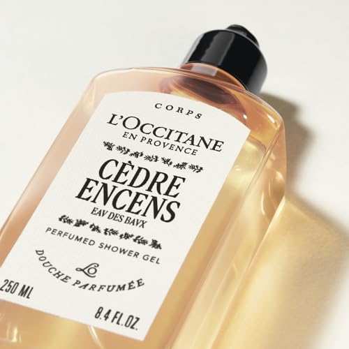 L'OCCITANE - C`edre Encens (formerly Baux) Shower Gel - 250 ml - Spicy, woody and ambered fragrance - Made in France - Damaged Box