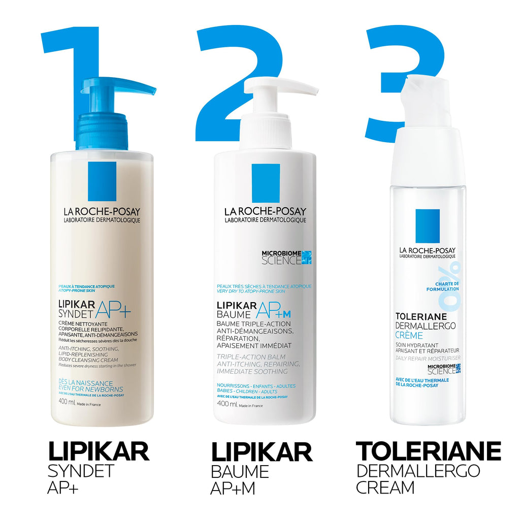 La Roche-Posay Lipikar Syndet AP+, Soothing Cream Wash, Niacinamide, Shea Butter, For Very Dry Sensitive Eczema Prone Skin, Face Body Cleanser, Fragrance Free, 400ml
