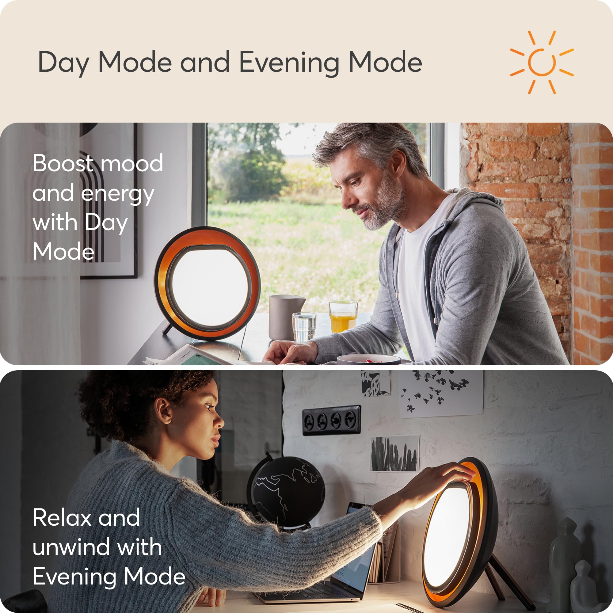 Lumie Halo SAD Light Therapy Lamp 10,000 Lux Daylight Lamp for Winter Blues Mood and Energy Black and Copper Finish - Like New