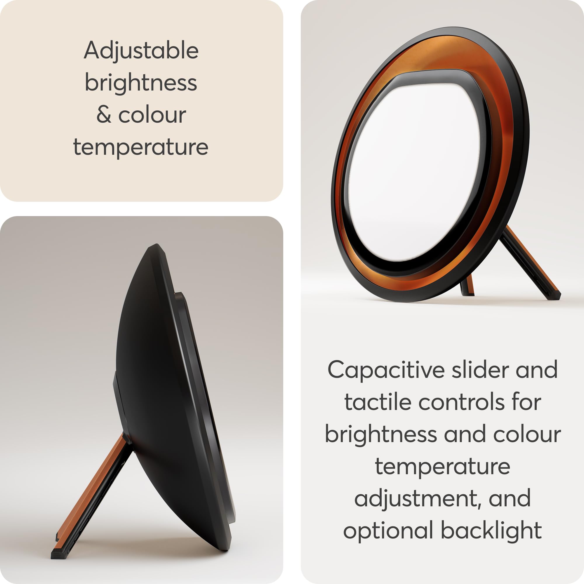 Lumie Halo SAD Light Therapy Lamp 10,000 Lux Daylight Lamp for Winter Blues Mood and Energy Black and Copper Finish - Like New