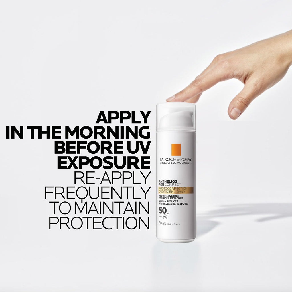 La Roche-Posay Anthelios Age Correct SPF50, Anti-Ageing Daily Sunscreen With Hyaluronic Acid, Niacinamide & Phe-Resorcinol, 24 Hour Hydration, Non-Greasy, 50ml - Damaged Box